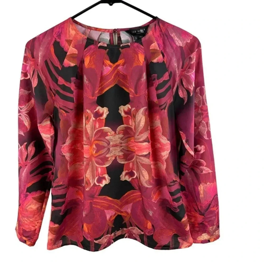 Ted Baker London Jungle Orchid Print Long Sleeve Blouse 1